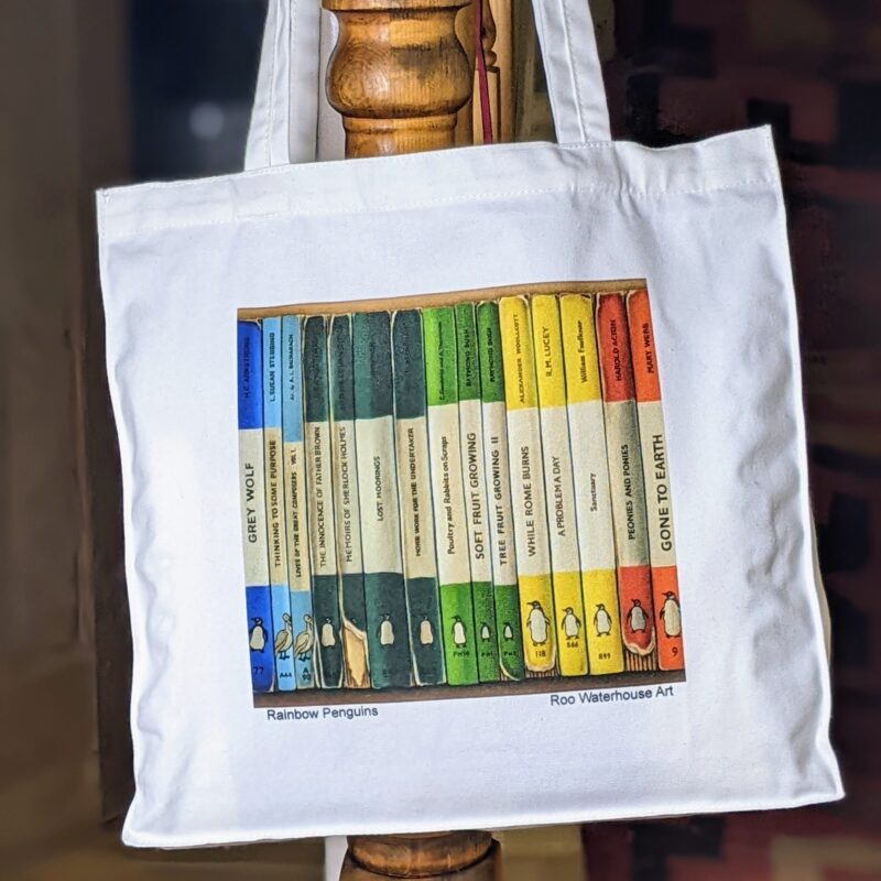 Rainbow Penguin Book Tote Bag